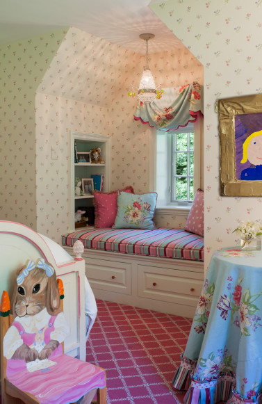 girls-bedroom-pink-windowseat-striped-cushion