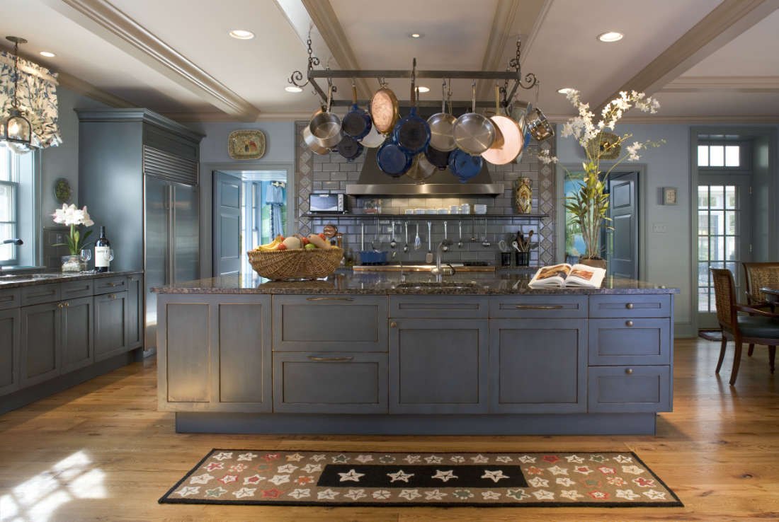 blue-kitchen-island