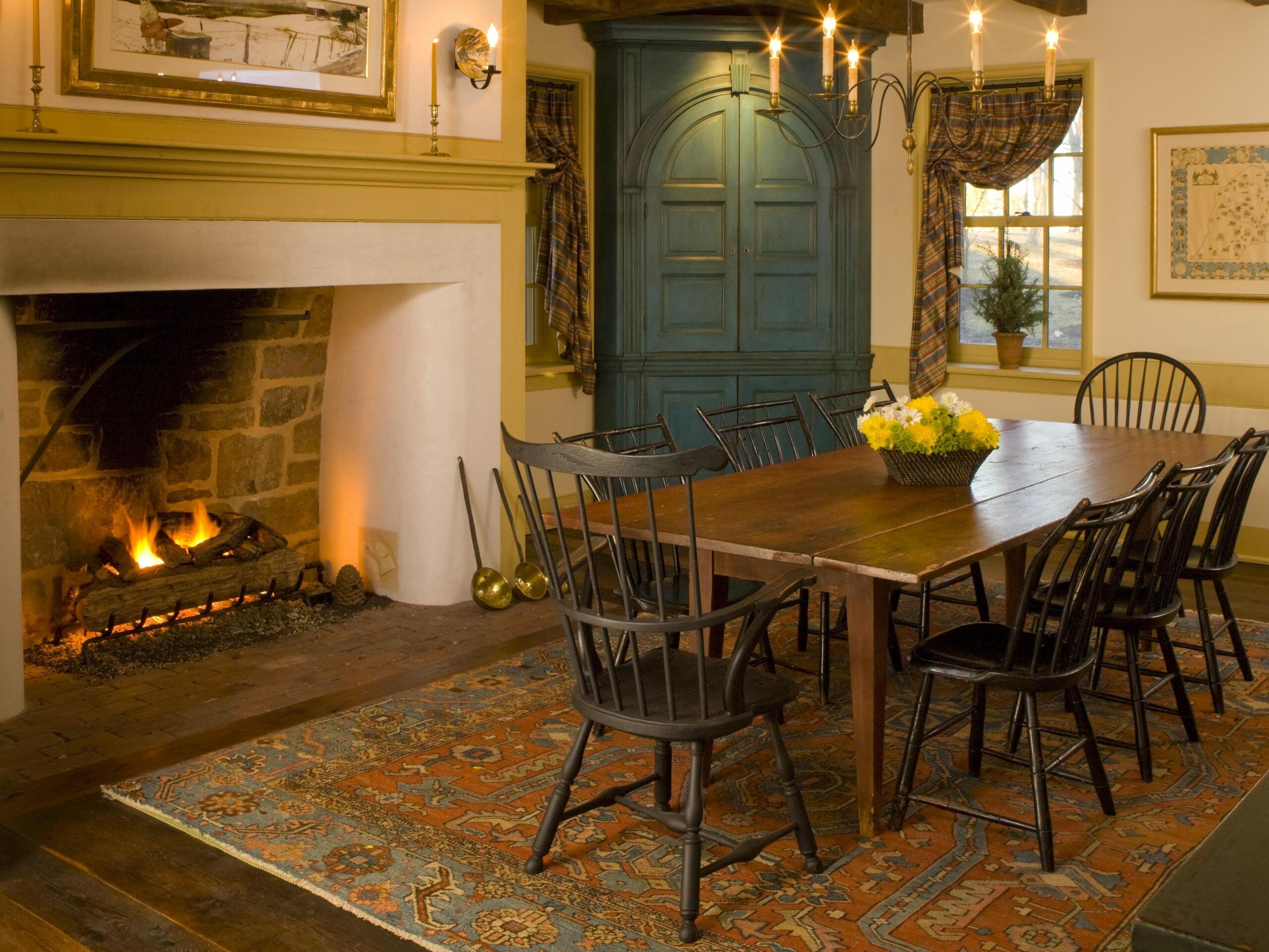 Pennsylvania farmhouse dining room in a period home designed by Meadowbank Designs